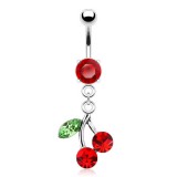 Piercing nombril petite cerise colorée (D98)