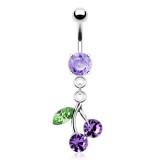 Piercing nombril petite cerise colorée (D98)