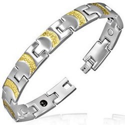Bracelet en acier 10 - Demi-cercles jaunes