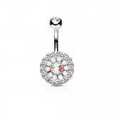 Piercing nombril rond strass auroras et transparents (D45)