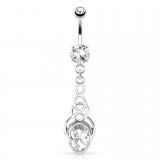 Piercing nombril rond pendant et vrilles (D46)