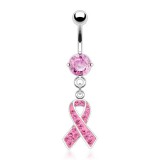 Piercing nombril ruban rose (D65)