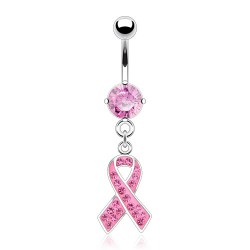 Piercing nombril ruban rose (D65)