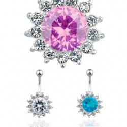 Piercing nombril fleur cristalline (D86)