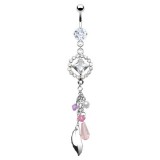 Piercing nombril pendant rose et lilas (D138)