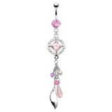 Piercing nombril pendant rose et lilas (D138)