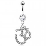 Piercing nombril ohm strass transparents (D141)