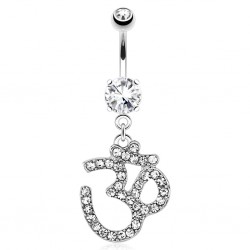 Piercing nombril ohm strass transparents (D141)