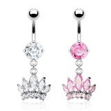 Piercing nombril couronne avec zircones (D153)