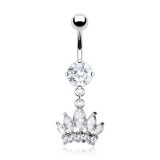Piercing nombril couronne avec zircones (D153)