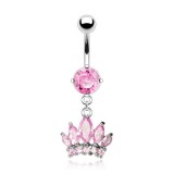 Piercing nombril couronne avec zircones (D153)
