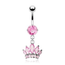 Piercing nombril couronne avec zircones (D153)