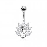 Piercing nombril plante cinq pétales transparents (D161)