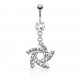 Piercing nombril banane avec pendentif étoile tournante à strass transparent