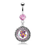Piercing nombril cercle et fleur (D175)