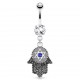 Piercing nombril main de fatma strass bleu (D180)