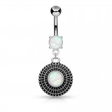 Piercing nombril cercle pendant opalite aurora (D185)