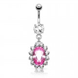 Piercing nombril cristal rose (D186)