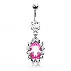 Piercing nombril cristal rose (D186)