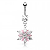 Piercing nombril rose et transparent (D201)