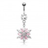 Piercing nombril rose et transparent (D201)