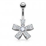 Piercing nombril cinq branches multistrass (D204)