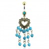Piercing nombril vintage perles turquoises (D210)