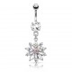 Piercing nombril fleur 63 - Transparente et rose