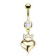 Piercing nombril plaqué-or 11 - Coeur et noeud papillon