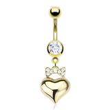Piercing nombril plaqué-or 11 - Coeur et noeud papillon