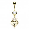 Piercing nombril plaqué-or 11 - Coeur et noeud papillon
