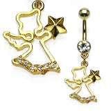 Piercing nombril plaqué-or 18 - Ange