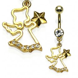 Piercing nombril plaqué-or 18 - Ange