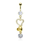 Piercing nombril plaqué-or 17 - Coeurs