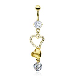 Piercing nombril plaqué-or 17 - Coeurs