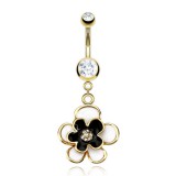 Piercing nombril plaqué-or 34 - Fleur