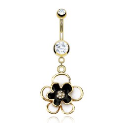 Piercing nombril plaqué-or 34 - Fleur