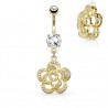Piercing nombril plaqué-or 43 - Fleur multistrass