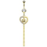 Piercing nombril plaqué-or 50 - Coeur cascade