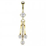 Piercing nombril plaqué-or 52 - Trois strass