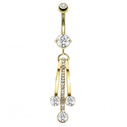 Piercing nombril plaqué-or 52 - Trois strass