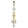 Piercing nombril plaqué-or 52 - Trois strass