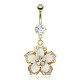 Piercing nombril plaqué-or 58 - Fleur nacre