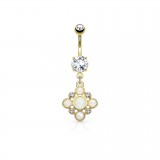 Piercing nombril plaqué-or 60 - Gems ronds auroras