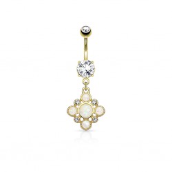 Piercing nombril plaqué-or 60 - Gems ronds auroras