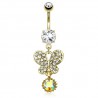 Piercing nombril plaqué-or 72 - Papillon