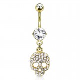 Piercing nombril plaqué-or 83 - Crâne multistrass