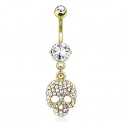 Piercing nombril plaqué-or 83 - Crâne multistrass