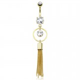 Piercing nombril plaqué-or 91 - Cercle et cascade