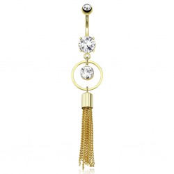 Piercing nombril plaqué-or 91 - Cercle et cascade